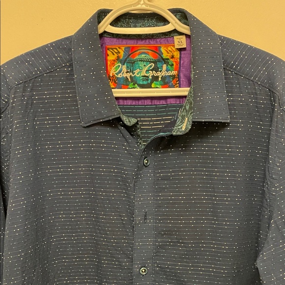 Robert Graham Blue Button Down Shirt Size XL - Picture 2 of 11